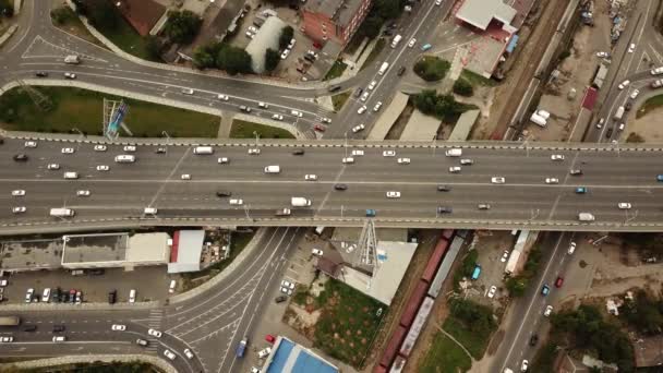 Drones Eye View-abstracte verkeersopstopping bovenaanzicht, vervoer concept 6 - Video