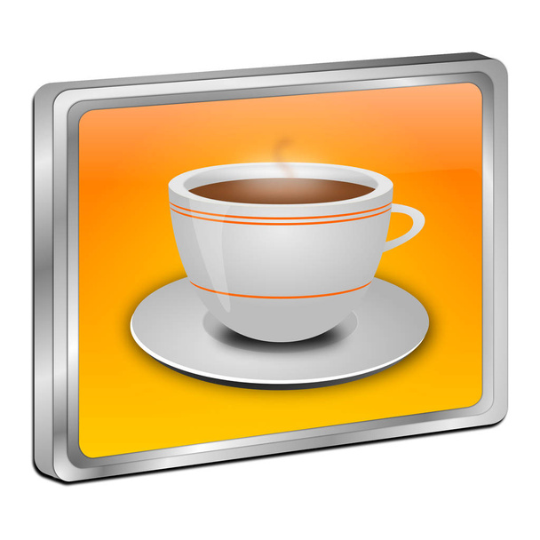 Bouton orange avec une tasse de café - illustration 3D
 - Photo, image