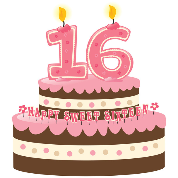 Sweet Sixteen Birthday Cake - Vector, Image