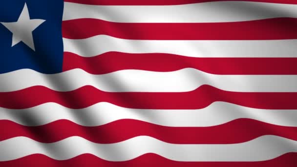 Liberia flaga Motion wideo machając w wiatr. Flaga zbliżenie 1080p HD nagrania - Materiał filmowy, wideo