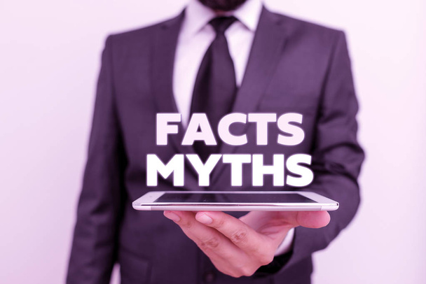 Írásban tudomásul bemutató tények mítoszok. Üzleti fotó bemutató alapuló munka képzelet helyett a valós életben különbség. - Fotó, kép