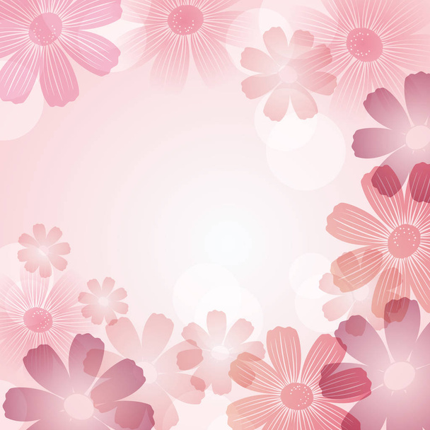 Autumn background with cosmos flowers - Vector, Image