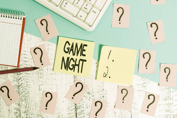 Conceptual hand writing showing Game Night. Concept meaning