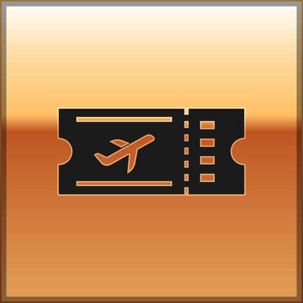 Black Airline icona del biglietto isolato su sfondo oro. Biglietto aereo. Illustrazione vettoriale
 - Vettoriali, immagini
