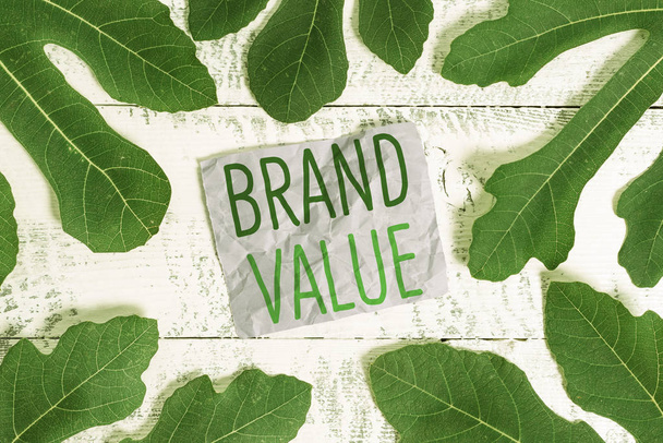 Texto de escritura de palabras Brand Value. Concepto de negocio para empresa genera a partir de producto con reconocible por sus nombres
. - Foto, imagen