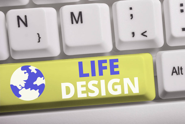 Word writing text Life Design. Business concept for balance how you live between work family and entertaining White pc keyboard with empty note paper above white background key copy space. - Photo, Image