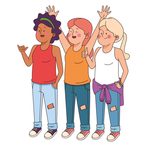 Teenagers friends smiling and greeting - Vector, Image