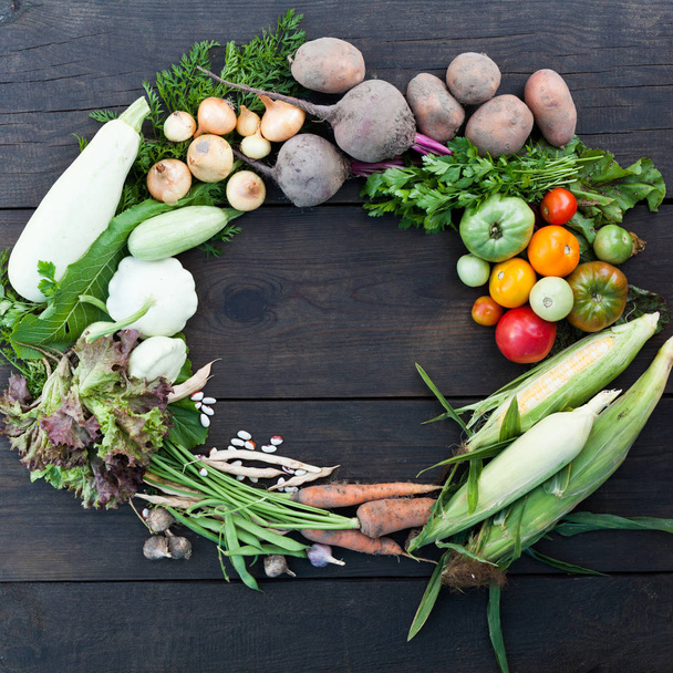 Vega friss élelmiszer háttér, egészséges piac. Biozöldség. - Fotó, kép