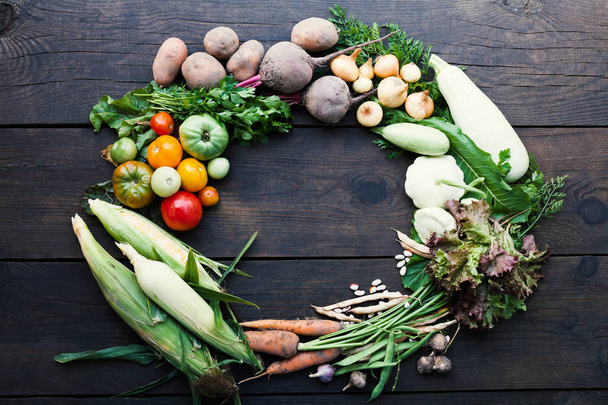 Čerstvé zeleninové pozadí, zdravé Vitaminová jídla. Kopírovat místo - Fotografie, Obrázek