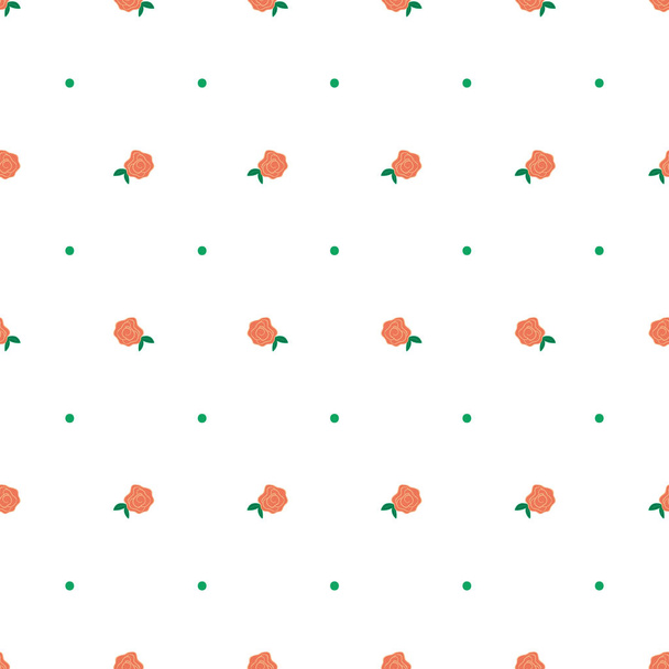 winzige handgezeichnete Koralle Rose und Punkt-Vektor nahtlose Wiederholung Muster - Vektor, Bild