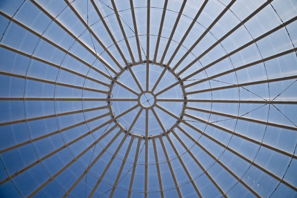 Transparent glass dome in sunny day. Bottom view - Fotografie, Obrázek