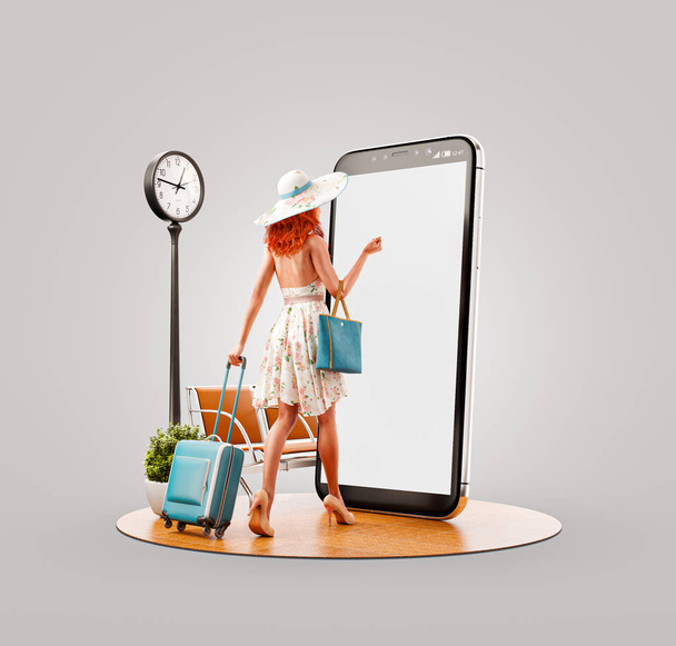Ongebruikelijke 3D illustratie Smart Phone applicatie - Foto, afbeelding