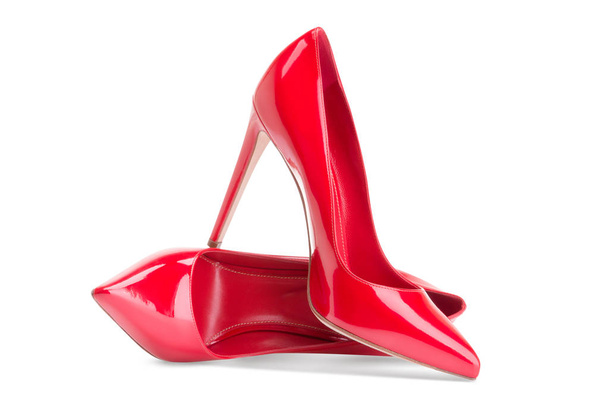 Red women's high-heeled shoes - Foto, afbeelding