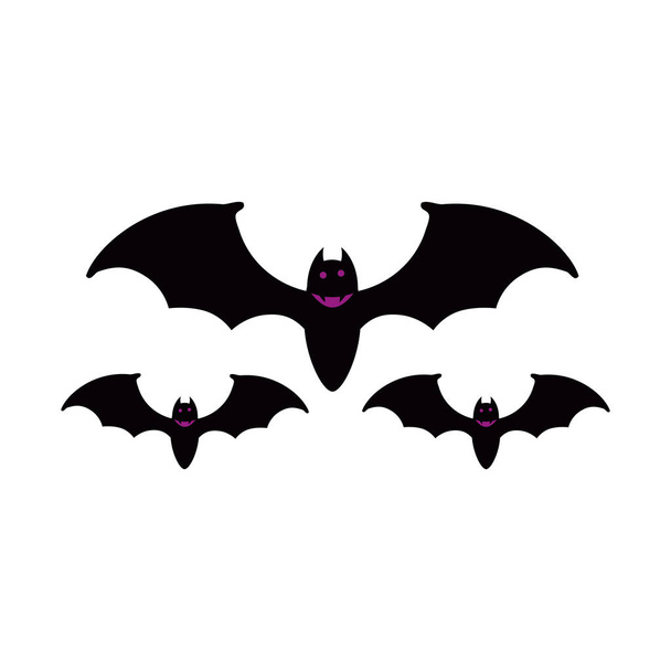 vleermuizen vliegende Halloween geïsoleerd icoon - Vector, afbeelding