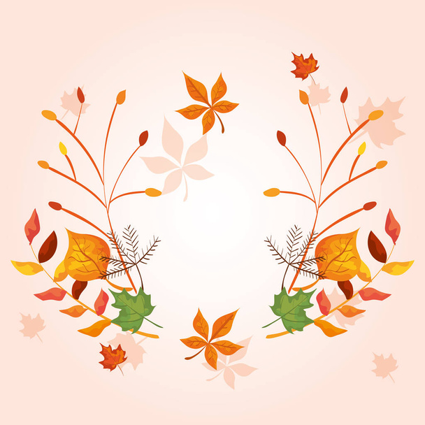 秋の葉っぱの枝 - ベクター画像