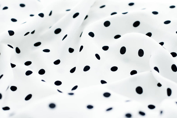 Classica texture di fondo tessile a pois, puntini neri su whit
 - Foto, immagini