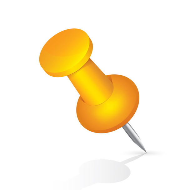 Pushpin orange icon isolated on white. - Vektor, Bild