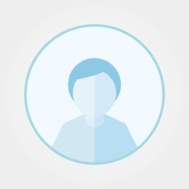 Avatar maschili, teste di silhouette uomo nell'icona del profilo su sfondo blu. Illustrazione vettoriale in stile piatto isolata su bianco
 - Vettoriali, immagini