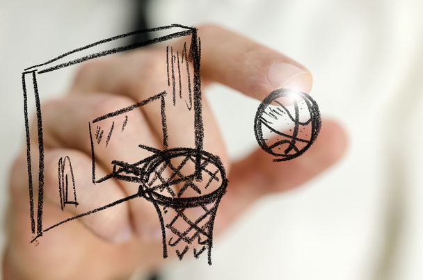 Basketball on virtual screen - Zdjęcie, obraz