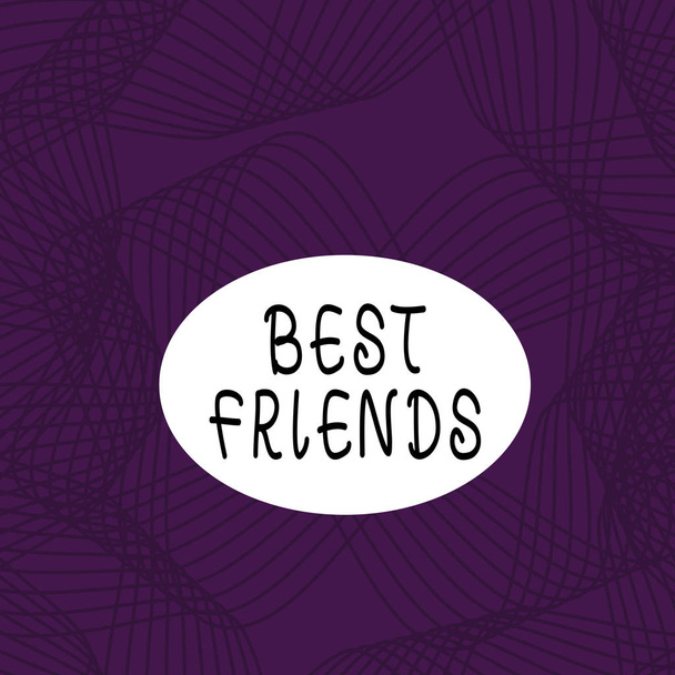 Text sign showing Best Friends. Conceptual photo A demonstrating you value above other demonstratings Forever buddies Set of Lines in Curvy Flowing Motion in Monochrome Violet Abstract Pattern. - Photo, Image