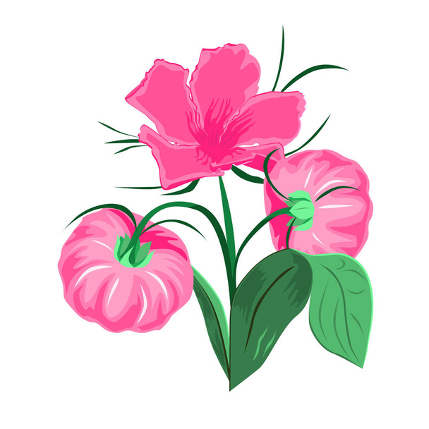 Vector bouquet of summer flowers. Simple sketch. Hand drawn. - Vecteur, image