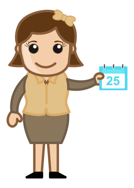 Chica Mostrando Calendario - Programar Concepto - Ilustraciones de vectores de dibujos animados de negocios
 - Vector, imagen