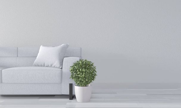 Finta camera bianca con divano bianco su camera moderna interior.3D re
 - Foto, immagini