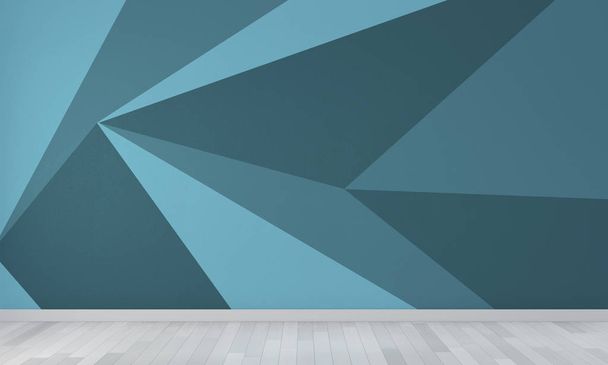 Mavi boş oda Geometrik Duvar Sanat Boya Tasarım renk f Fikirleri - Fotoğraf, Görsel