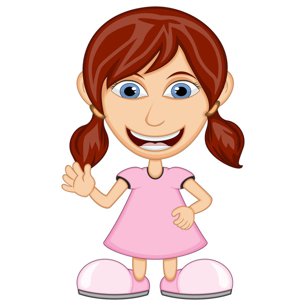 ピンクのドレスの漫画のイラストを身に着けている女の子 - ベクター画像