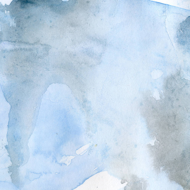 Watercolor illustration. Texture. Watercolor transparent stain. Blur, spray. Blue. - Zdjęcie, obraz