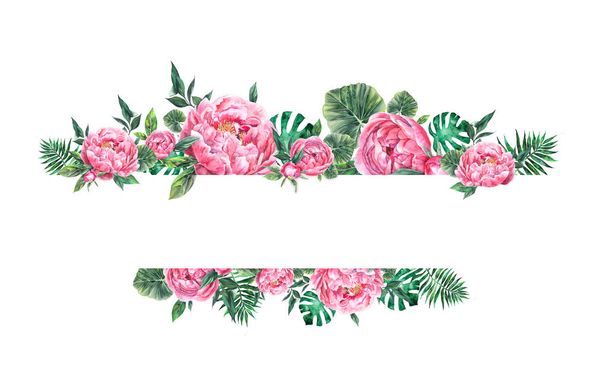 Hand rawn watercolor frames. floral wedding design - Zdjęcie, obraz