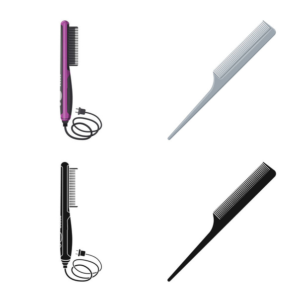 Vector design of brush and hair icon. Collection of brush and hairbrush stock vector illustration. - Vettoriali, immagini
