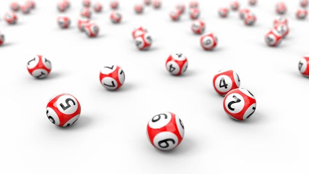 re lotery balls stack.isolated on white. Шарики случайного цвета. 3d иллюстрация
 - Фото, изображение