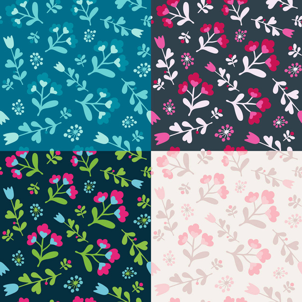 Seamless vector floral pattern set multucolor. Fabric design - Вектор, зображення