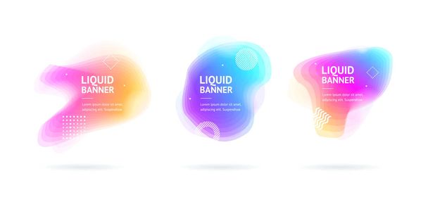 Card Banner Set with Abstract Colorful Liquid Shapes Design Concept. Vector - Vetor, Imagem