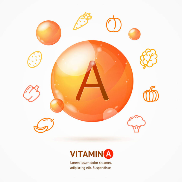 Realistic Detailed 3d Vitamin A Card Concept. Vector - Вектор, зображення