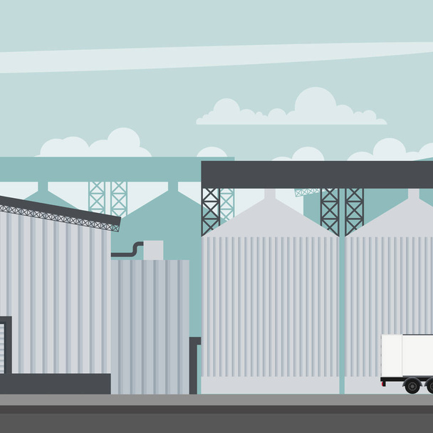 Entwurf einer Mühlenfabrik eines industriellen Lebensmittelunternehmens - Vektor, Bild