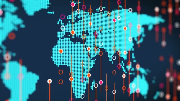 Європа Цифрова Схематичне синя карта обертання з бізнес фондовий палички свічки - Кадри, відео