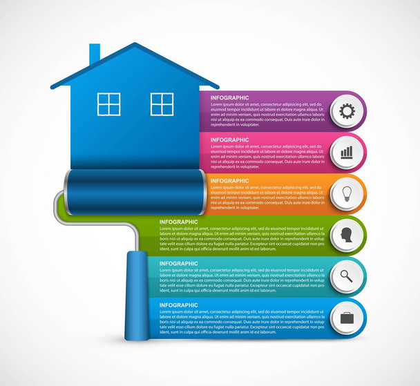 Options infographics. Design options banner. House drawn roller brush. Vector illustration. - Διάνυσμα, εικόνα