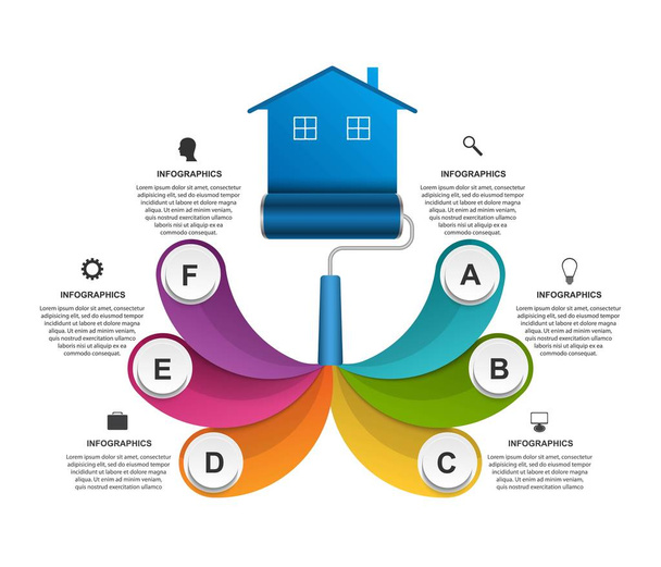 Infographic over bouw onderwerpen, Home Repair, Home Sales. - Vector, afbeelding