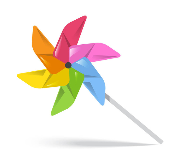 bright colorful toy on a stick spinning in the wind - Vector, Imagen