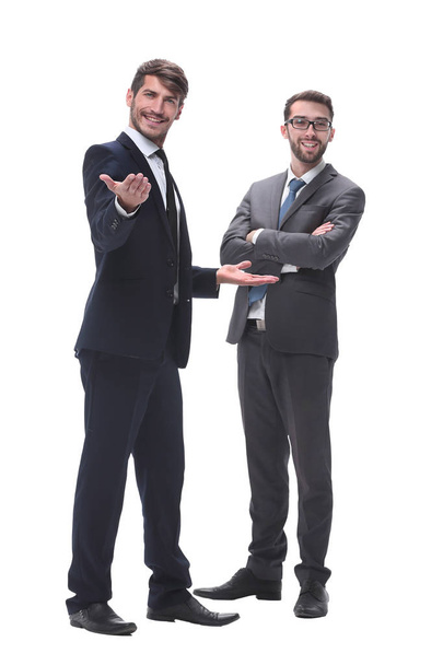 in full growth. two businessmen standing together - Φωτογραφία, εικόνα