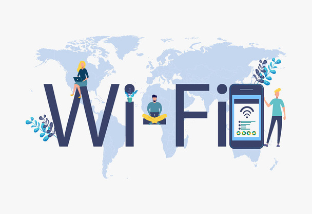 Wi-Fi public gratuit, point d'accès Wi-Fi sans fil, pour interface utilisateur mobile. Illustration vectorielle colorée
 - Vecteur, image