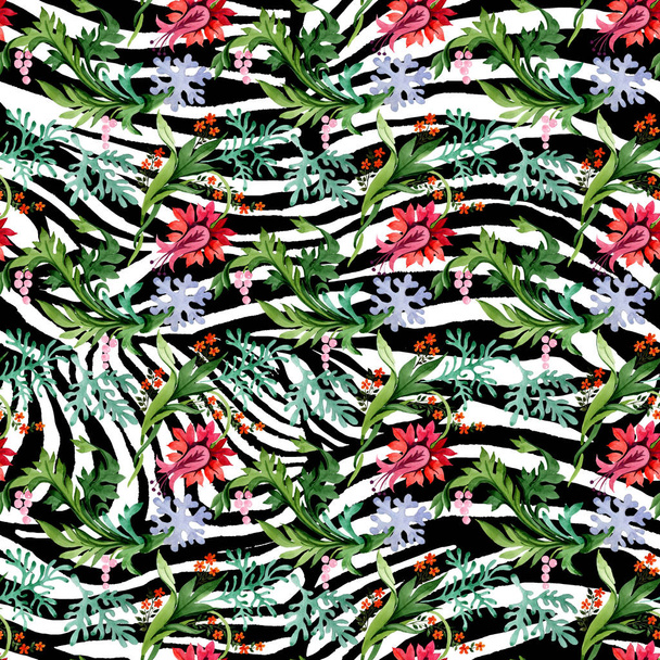 Winter ornament elements. Watercolor background illustration set. Seamless background pattern. - Photo, Image