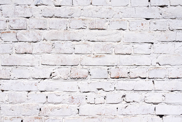White wall brick background. Abstract old brick texture with cop - Photo, Image