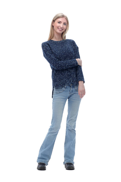 confident young woman in jeans.isolated on white - Φωτογραφία, εικόνα