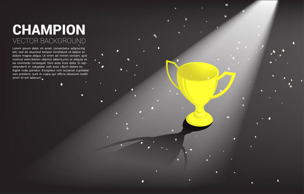 Gold trophy cup award with golden light. background concept for first place winner and victory - Vector, Image