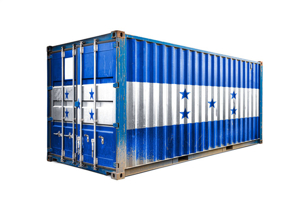  Käsite Honduras vienti-tuonti, kontti kuljetus ja kansallinen toimitus tavaroita. Kuljetuskontti Hondurasin lipulla, näkymä eteen
 - Valokuva, kuva