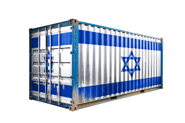  Käsitteen Israel vienti-tuonti, konttien kuljetus ja kansallinen toimitus. Kuljetussäiliö Israelin lippu, näkymä edessä
 - Valokuva, kuva