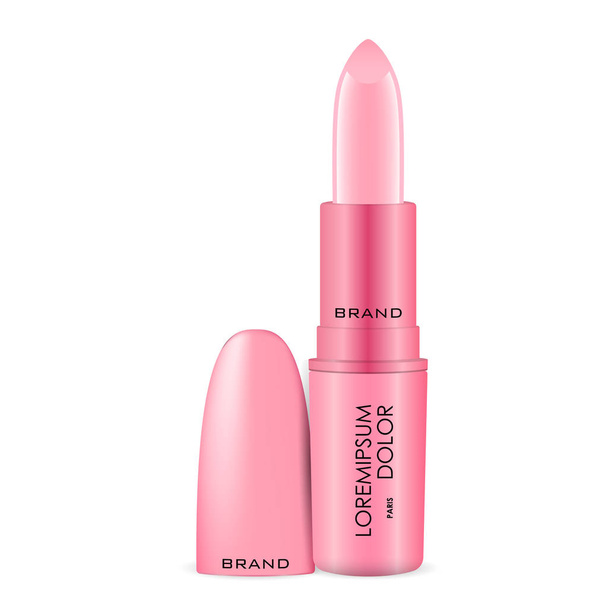 Roze lippenstift advertenties met Cap mockup geïsoleerd - Vector, afbeelding